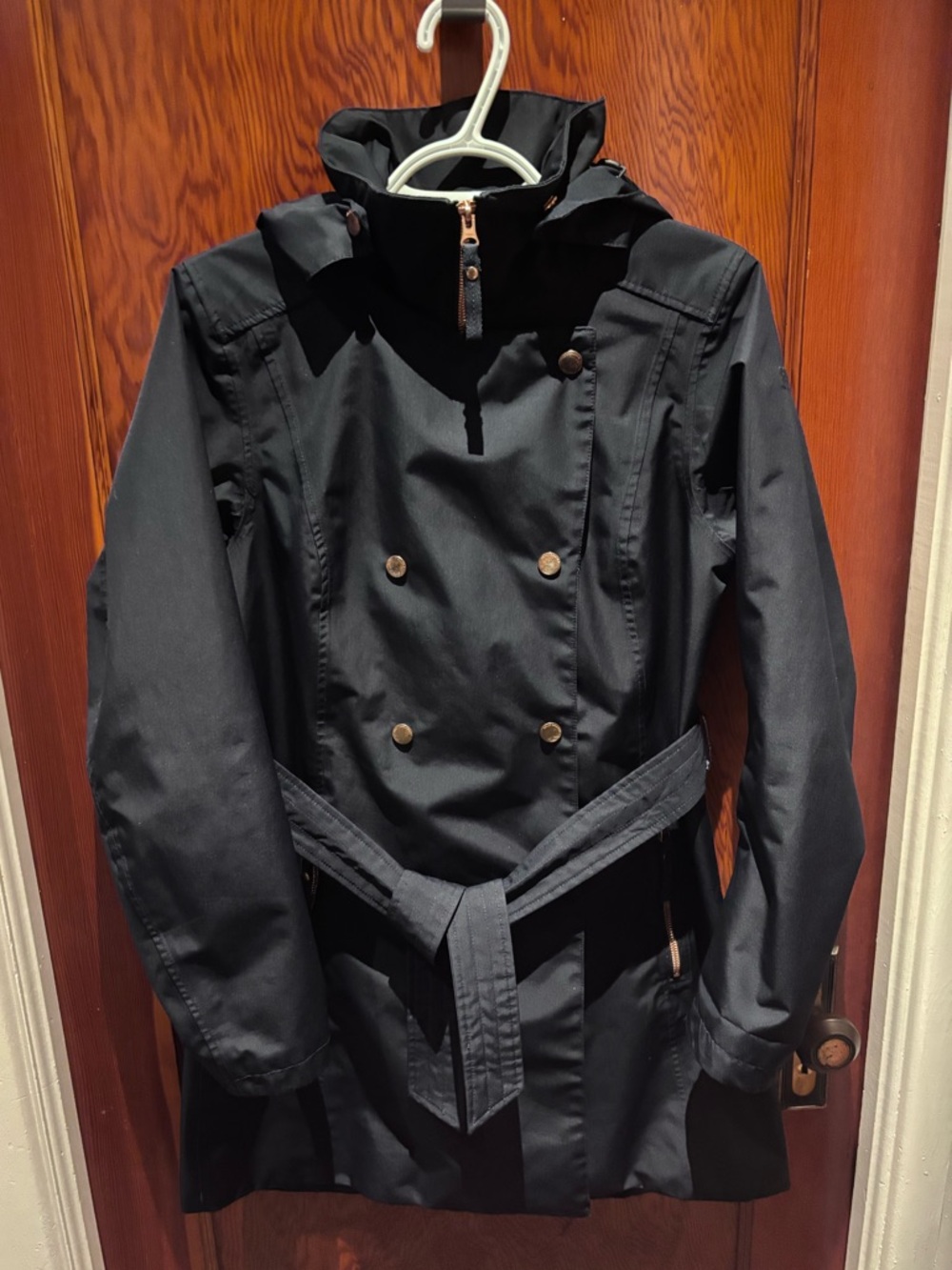 Helly Hansen blue Trench Coat -rain Jacket with Belt-size M